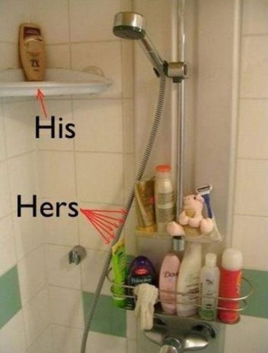 La duş - produsele ei vs. şamponul lui